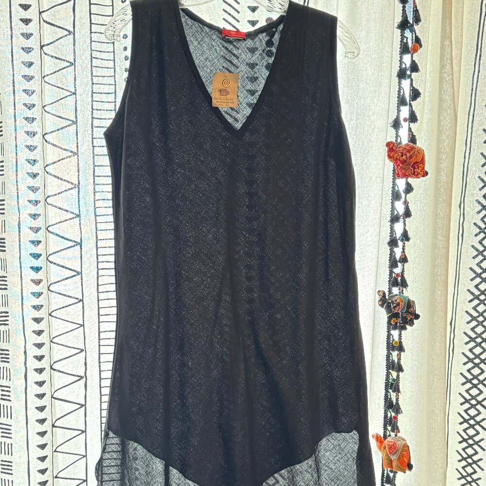 Black Cotton Fishtail layering tunic/slip (XL but runs smaller)